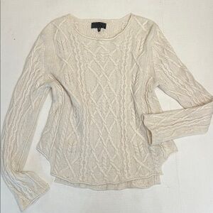 NILI  LOTAN CASHMERE CABLE KNIT SWEATER CREAM SIZE MEDIUM